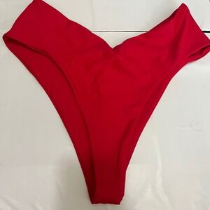 New Quince Italian High-Leg Bikini Bottom Cherry Red Large